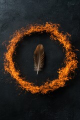 Canvas Print - Feather in ring of fire