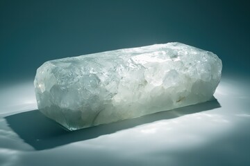 Poster - Translucent quartz crystal block on dark background