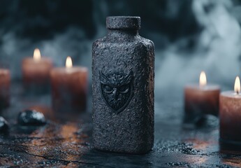 Poster - Mysterious dark potion bottle with owl emblem