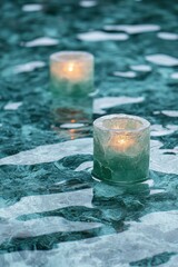 Sticker - Glowing candles floating on tranquil water