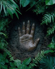 Wall Mural - Mysterious hand print in the jungle