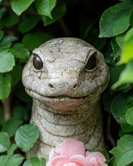 Sticker - Closeup of a stone frog statue in a garden