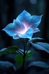 Sticker - Glowing blue flower with intricate details