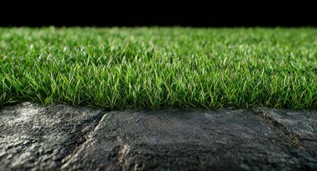 Sticker - lush green grass field with rocky ground