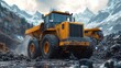 © julio - Heavy machinery working in a mountainous construction site.