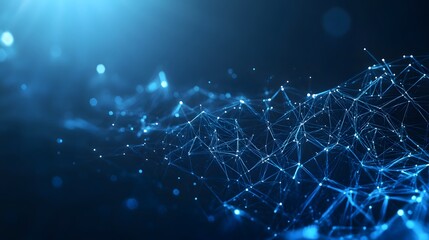 Poster - Abstract Blue Network with Glowing Points and Lines