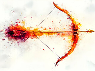 Poster - Creative illustration of a colorful artistic arrow with vibrant splashes, perfect for dynamic visuals.
