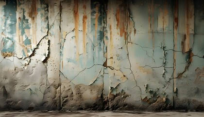 Wall Mural - Timeless allure of distressed wall textures showcasing peeling paint, cracks, and grunge that reflect history and vintage charm