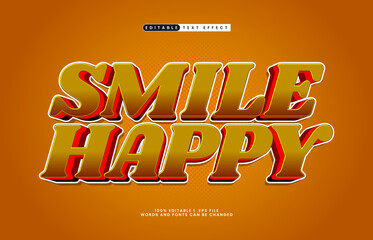 Wall Mural - smile happy editable text effect with a joy and happy text style