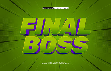 Wall Mural - final boss game editable text effect with a kids and happy text style