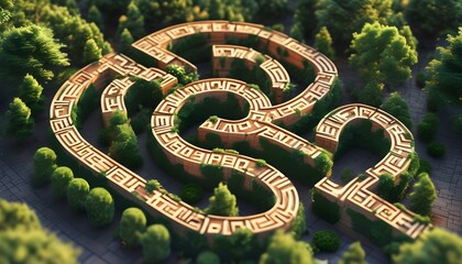 Labyrinthine Font Design Featuring Maze-Inspired Letters and Numbers