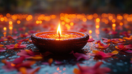 Diwali India ceremony, Indian traditional candles blurred background