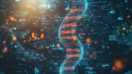 Poster - Digital DNA Strand with Abstract Data Visualization
