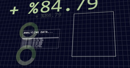 Canvas Print - Image of financial data processing over dark background