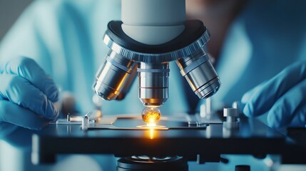 Poster - Microscope Lens Focused on a Glowing Object