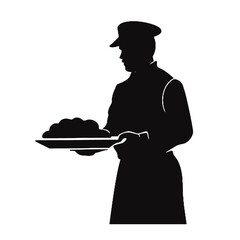 Professional Baker Silhouette Isolated on White Background – Vector Illustration