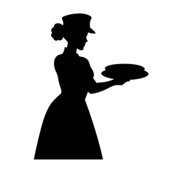 Chef Baker in Uniform Silhouette Isolated on White Background – Vector Illustration