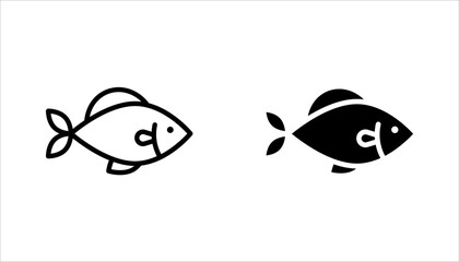 Wall Mural - Fish vector icons set. Vector outline fish icons. Fishing symbols. Seafood icons, vector illustration on white background