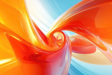 Aufkleber - dynamic swirl of vibrant orange and red hues on a calming backdrop, perfect for abstract art and mod