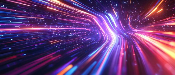 Fototapete - A vibrant display of swirling lights, creating a dynamic motion effect in a futuristic setting.