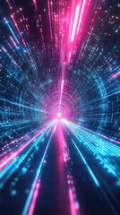 Fototapete - A mesmerizing tunnel of light, featuring vibrant pink and blue beams, creating a futuristic and dynamic visual experience.