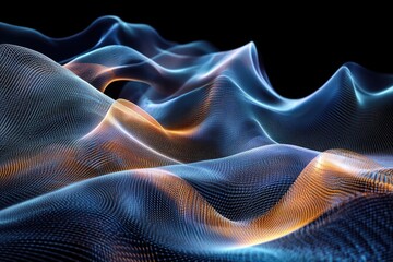 Fototapete - A mesmerizing abstract wave pattern with vibrant colors, showcasing dynamic motion and depth against a dark background.