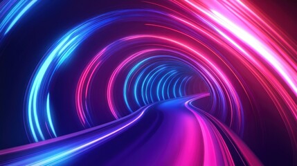 Canvas Print - Abstract Neon Tunnel