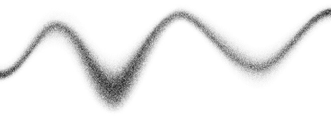 Poster - Wavy grain gradient texture. Black stippled flowing line background. Undulate sandy backdrop with speckles, particles, granules. Grunge noise dotted work wallpaper for banner, poster, brochure. Vector