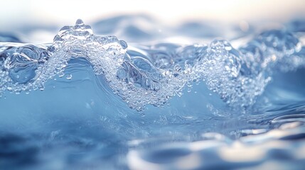 Canvas Print - Close-up of blue water with bubbles and waves.