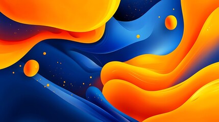 Canvas Print - Abstract Wavy Pattern in Blue and Orange