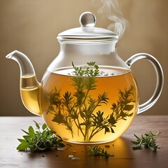 Poster - teapot with green tea