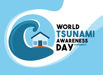 Vector Illustration of World Tsunami Awareness Day. November 5. Flat design vector.