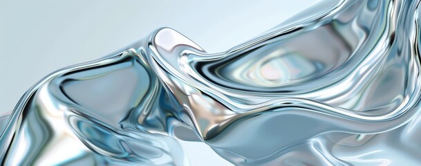 Abstract Blue Metallic Liquid Wave