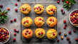 © janya - Cranberry orange muffins on cooling rack, top view, muffins, cranberry, orange, baked goods, food photography