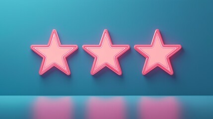 Poster - Neon Pink Stars on Blue Background for Modern Design