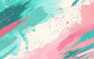 Canvas Print - Abstract Painting with Pink, Green, and White Colors