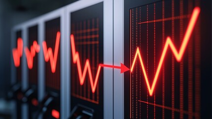 Poster - Stock Market Trends with Red Data Visualization