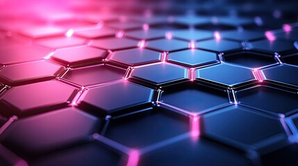Fototapete -  Futuristic Technology Background with Hexagon Grid Pattern Design