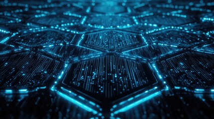 Fototapete -  Futuristic Technology Background with Hexagon Grid Pattern Design