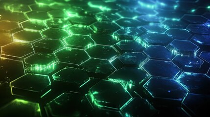 Fototapete -  Futuristic Technology Background with Hexagon Grid Pattern Design