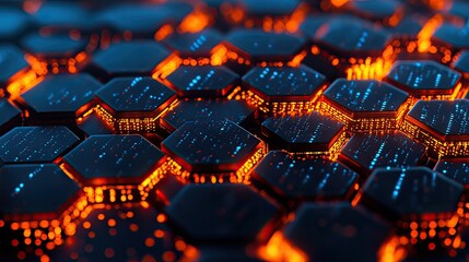 Fototapete -  Futuristic Technology Background with Hexagon Grid Pattern Design