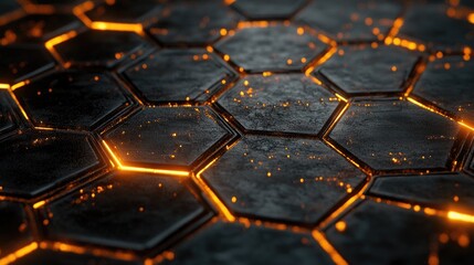Fototapete -  Futuristic Technology Background with Hexagon Grid Pattern Design