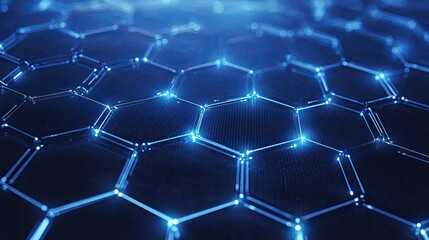 Fototapete -  Futuristic Technology Background with Hexagon Grid Pattern Design