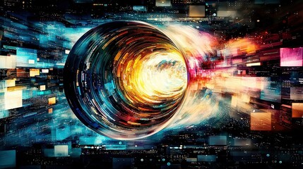 Wall Mural - Engaging Abstract Scene of Vibrant Digital Motion