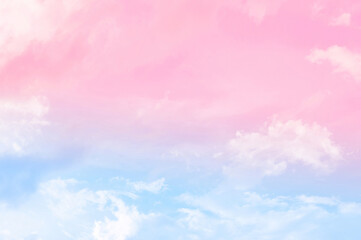 Pastel sky with soft white clouds. Fantastic color fantasy background. Sweet dreams