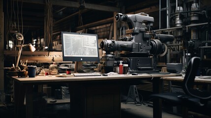 A photo of an engineering workshop with tools.