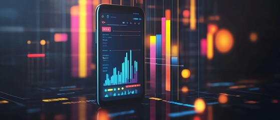 Smartphone displaying financial data analytics