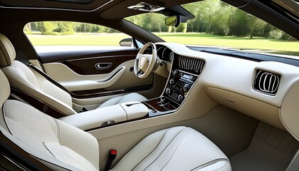 Sleek and Modern Luxury Car Interior with Futuristic Comfort Features