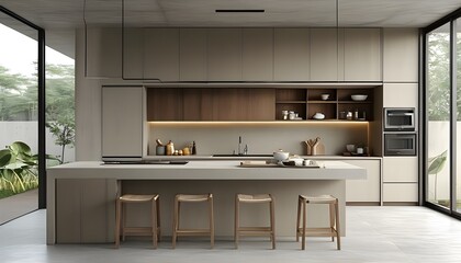 Contemporary Minimalist Kitchen Design in Thailand Featuring Realistic Generative AI Elements