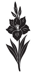 Sticker - Gladiolus flower silhouette vector art